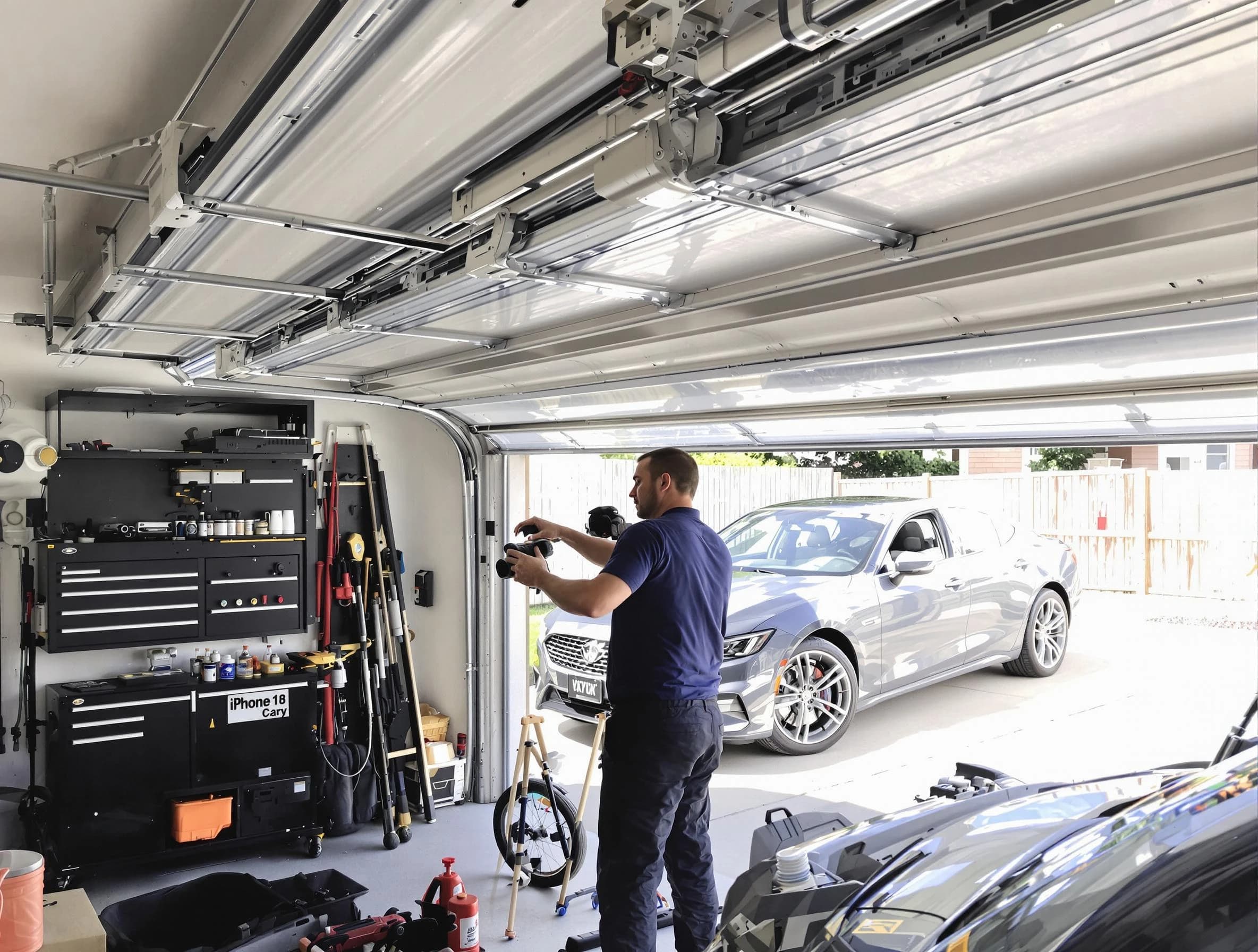 Colonial Heights Garage Door Repair technician fixing noisy garage door in Colonial Heights
