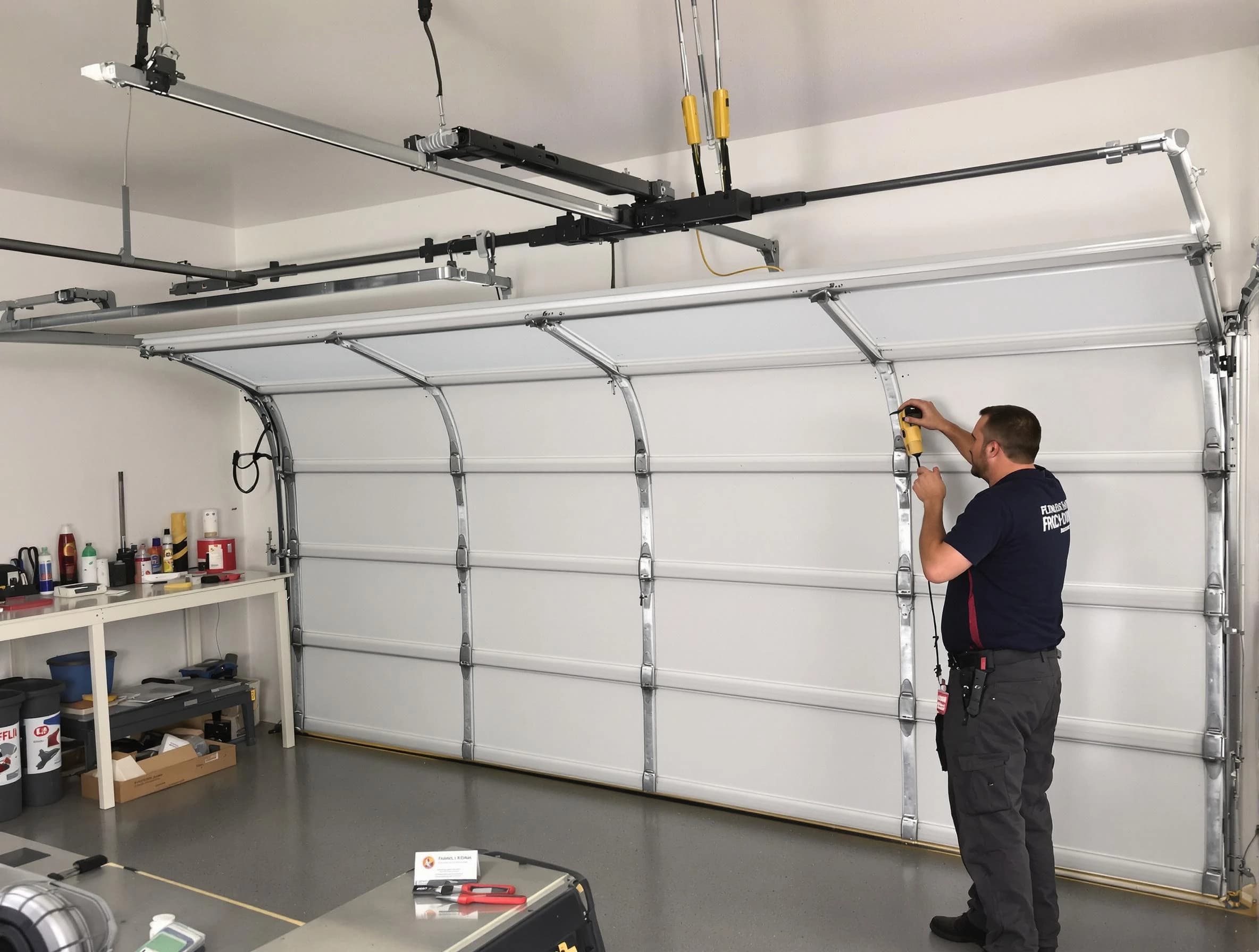 Colonial Heights Garage Door Repair certified technician performing overhead door system repair in Colonial Heights