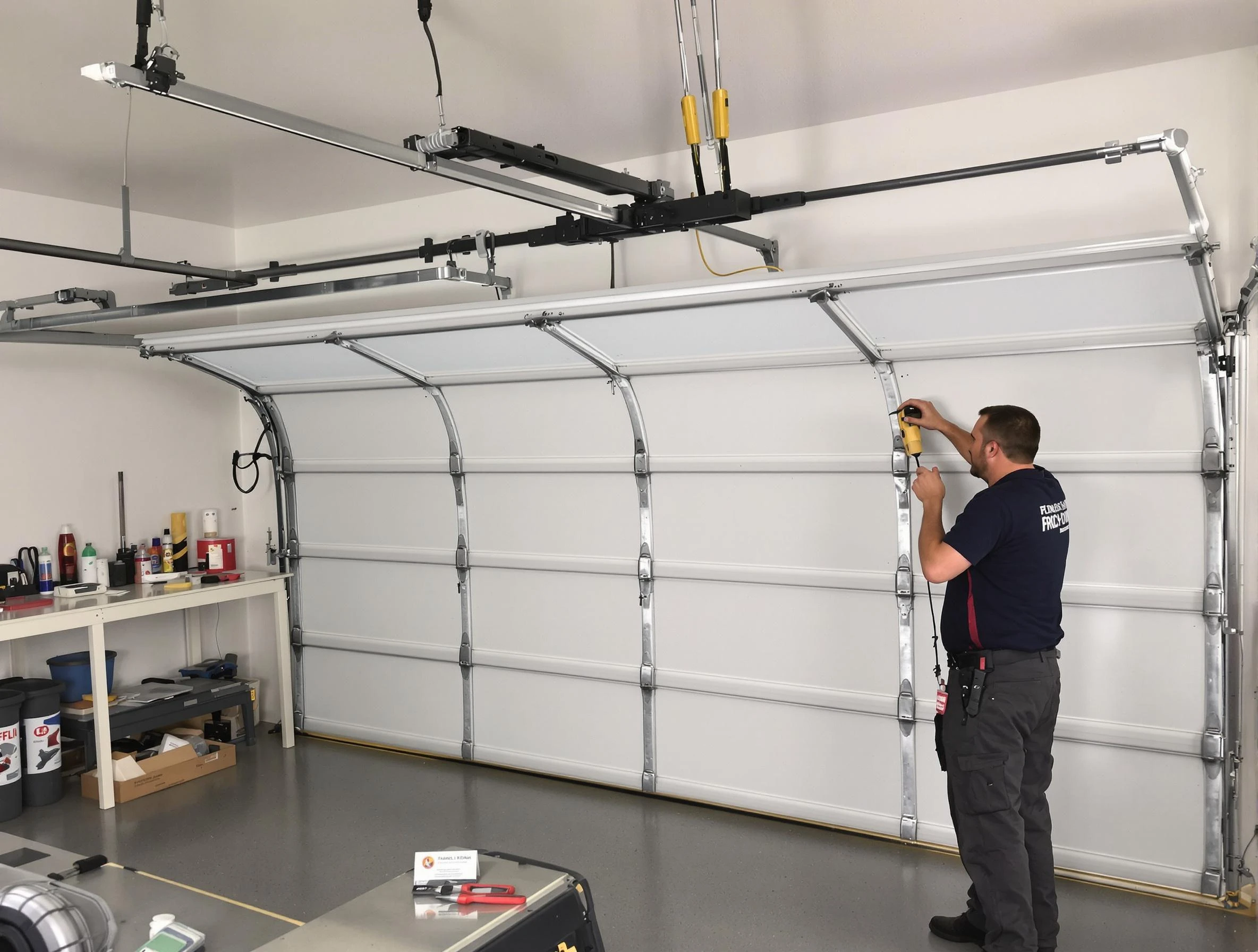Colonial Heights Garage Door Repair certified technician performing overhead door system repair in Colonial Heights